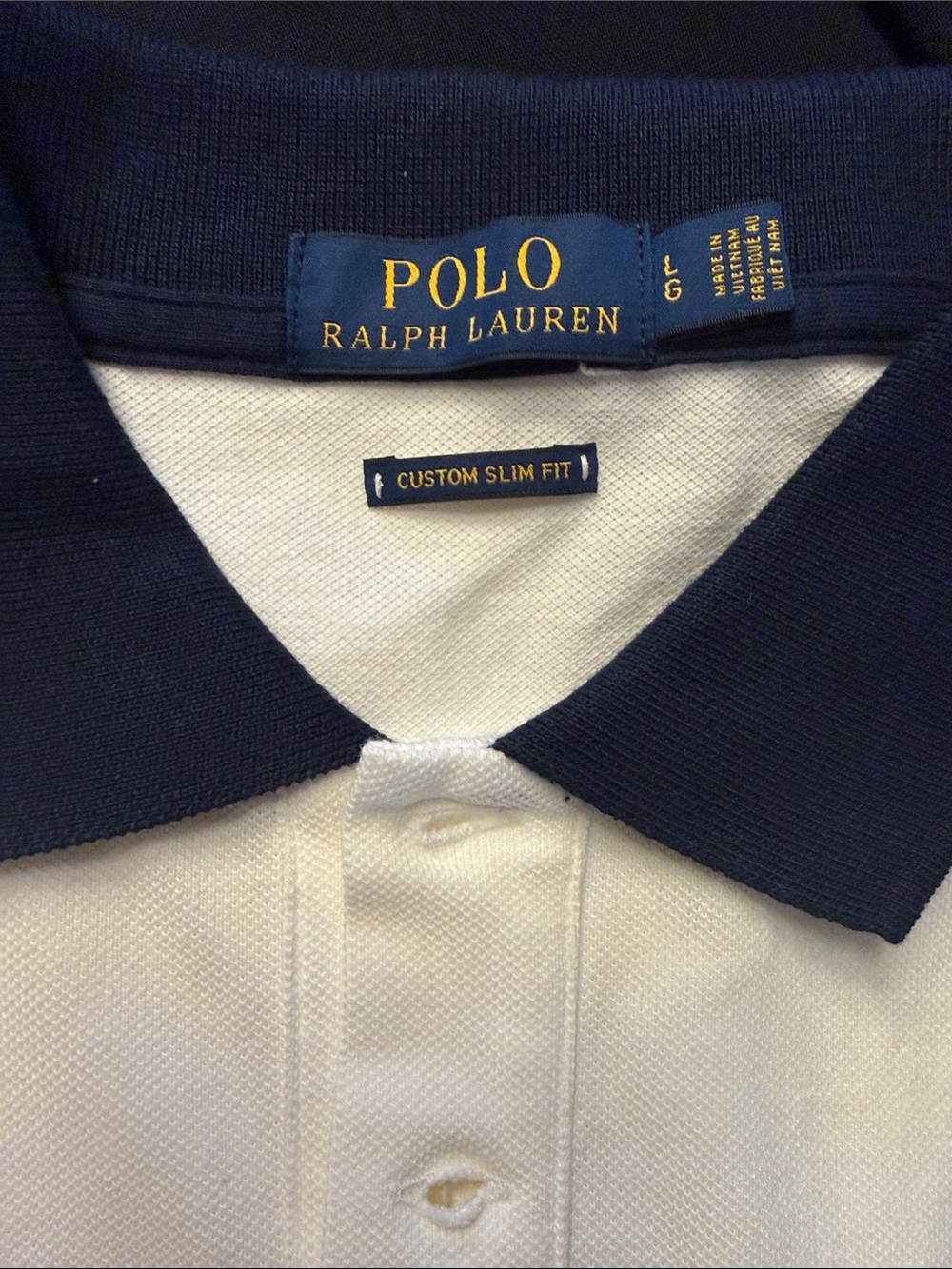 Polo Ralph Lauren Large Custom Slim Fit Big Pony Crest White Blue Rugby No. 1 - Picture 10 of 10